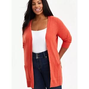 NWT Torrid Orange Slub Boyfriend Cardigan Sweater Pockets Plus Size: 2X (18/20)